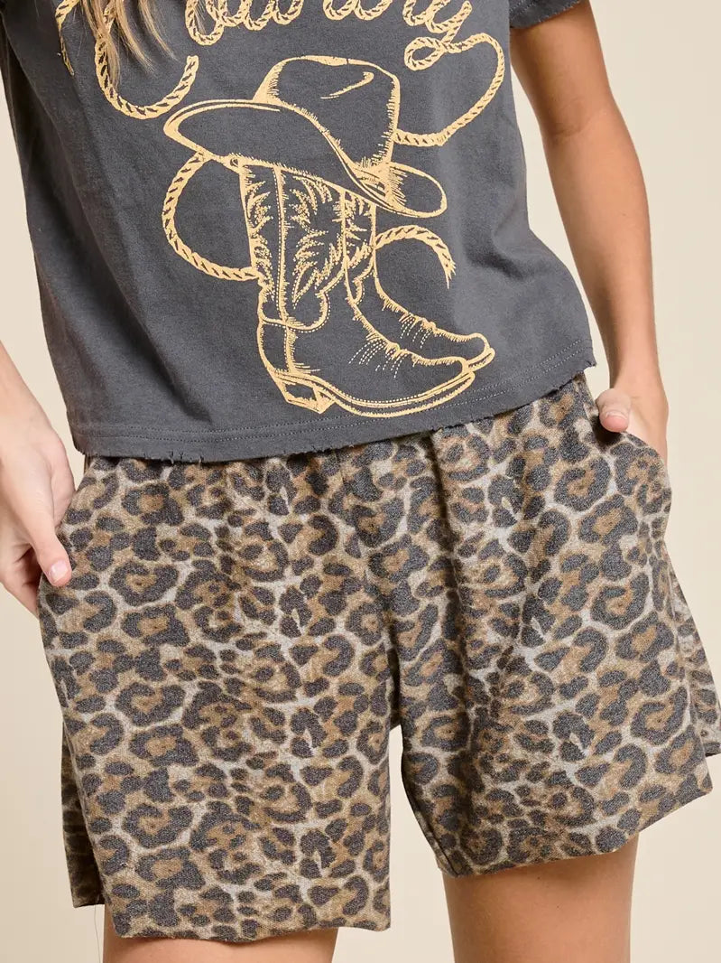 Lightweight French Terry Leopard Shorts