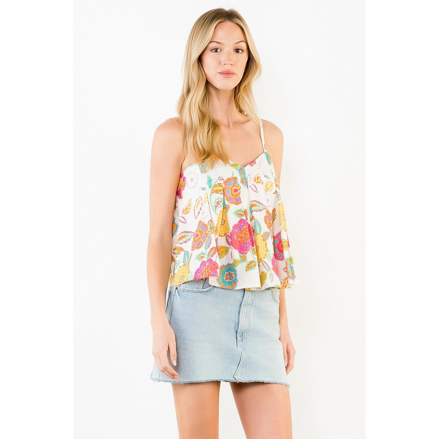 Floral Spaghetti Strap Tank Top