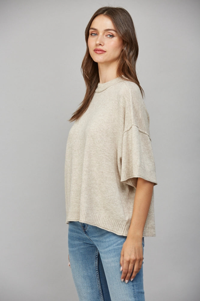 Drop Shoulder Cashmere Blend Sweater