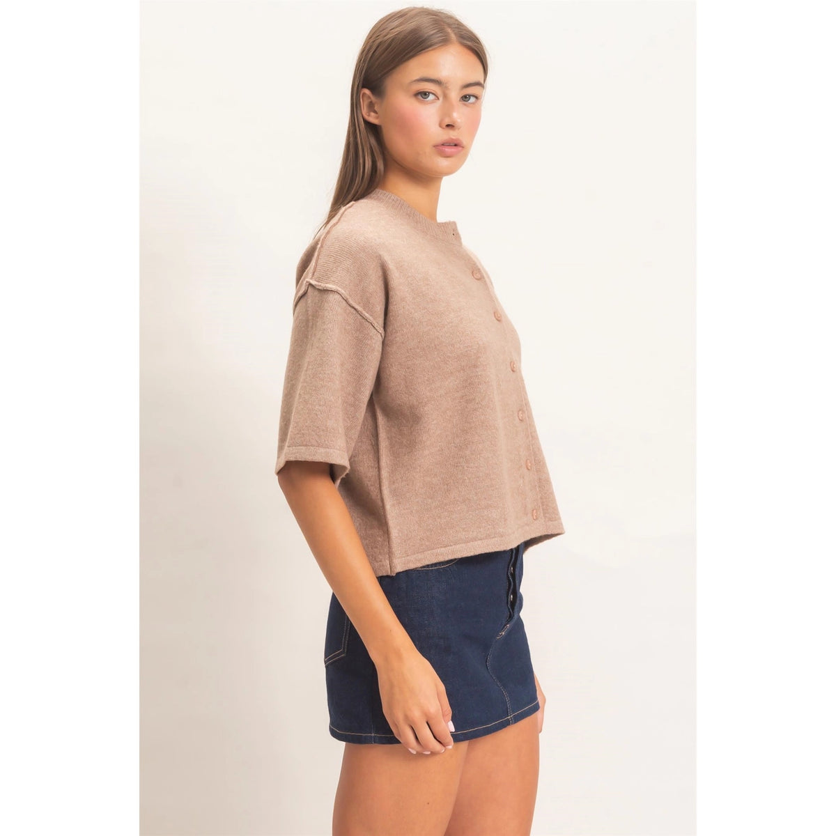 Sarah Drop Shoulder S/S Cardigan