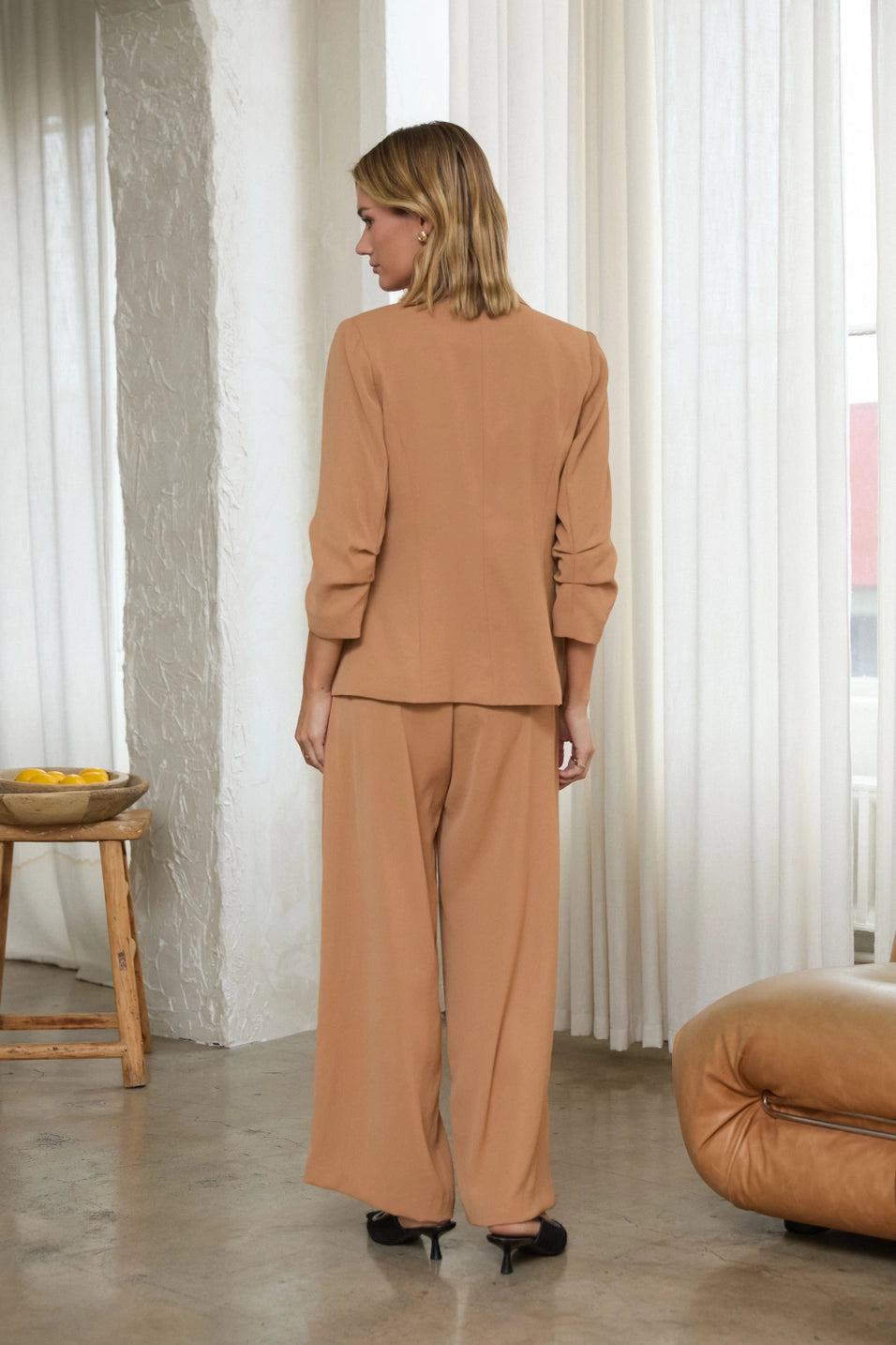 Shirred Sleeve Blazer