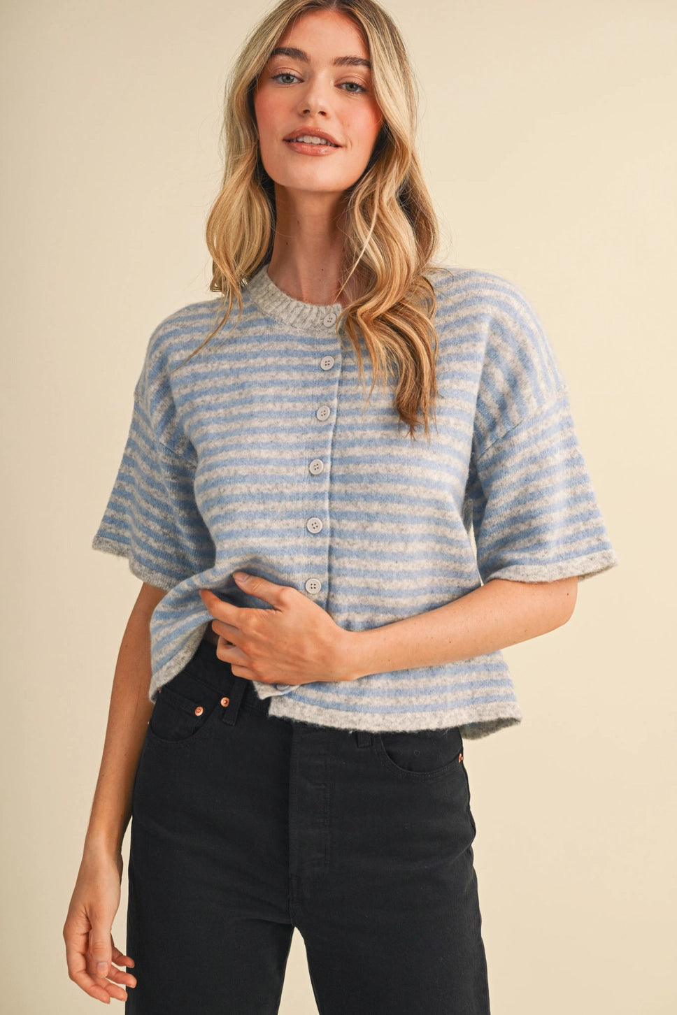 Ardyn Striped Short Sleeve Sweater