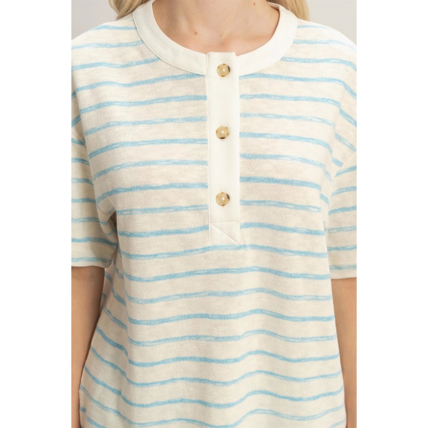 Striped Short Sleeve Henley