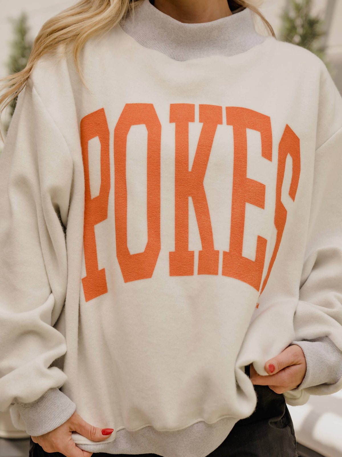 OSU Pokes Tall Boy Gray Reversible Mock Neck Sweatshirt