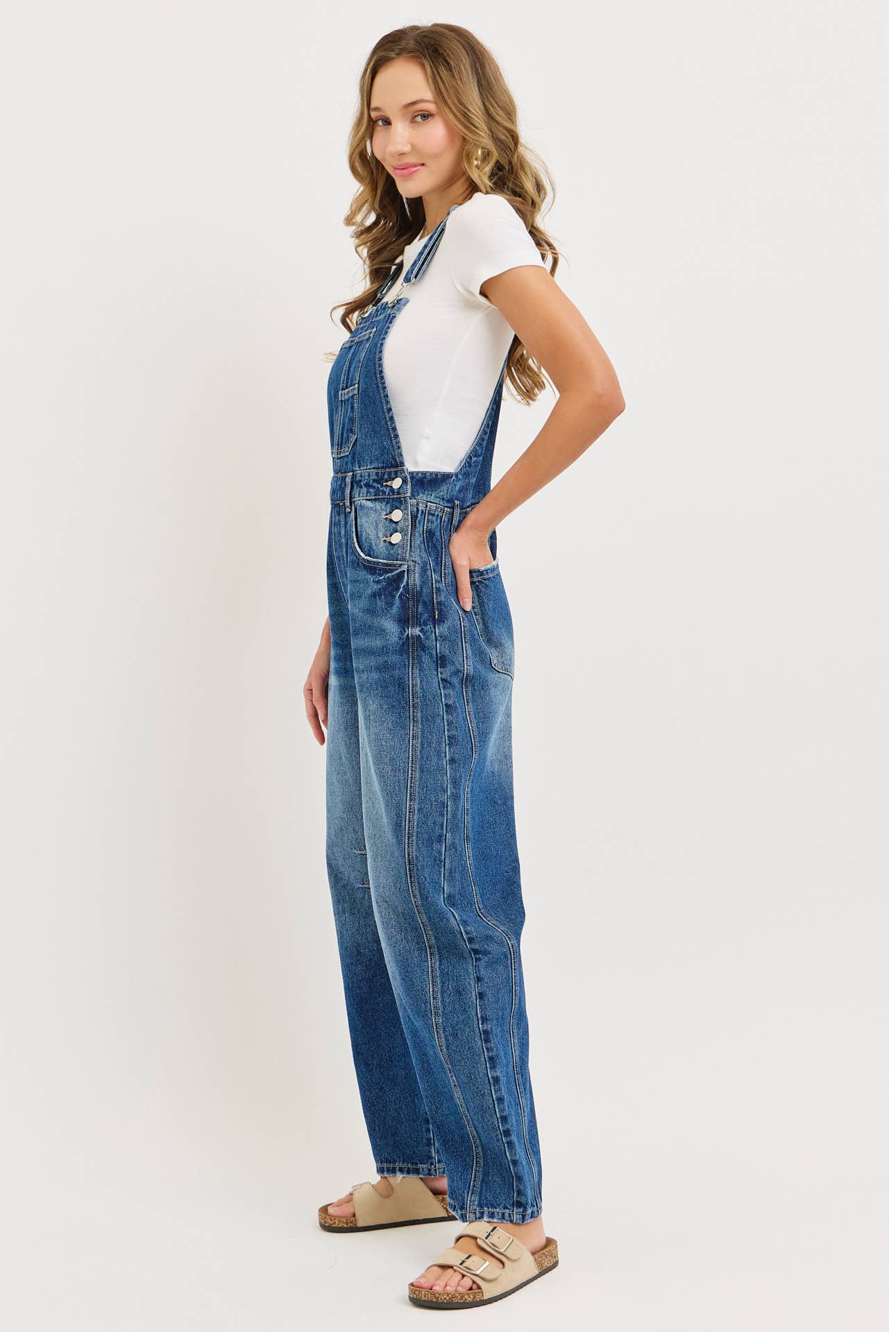 Denim Barrel Overalls