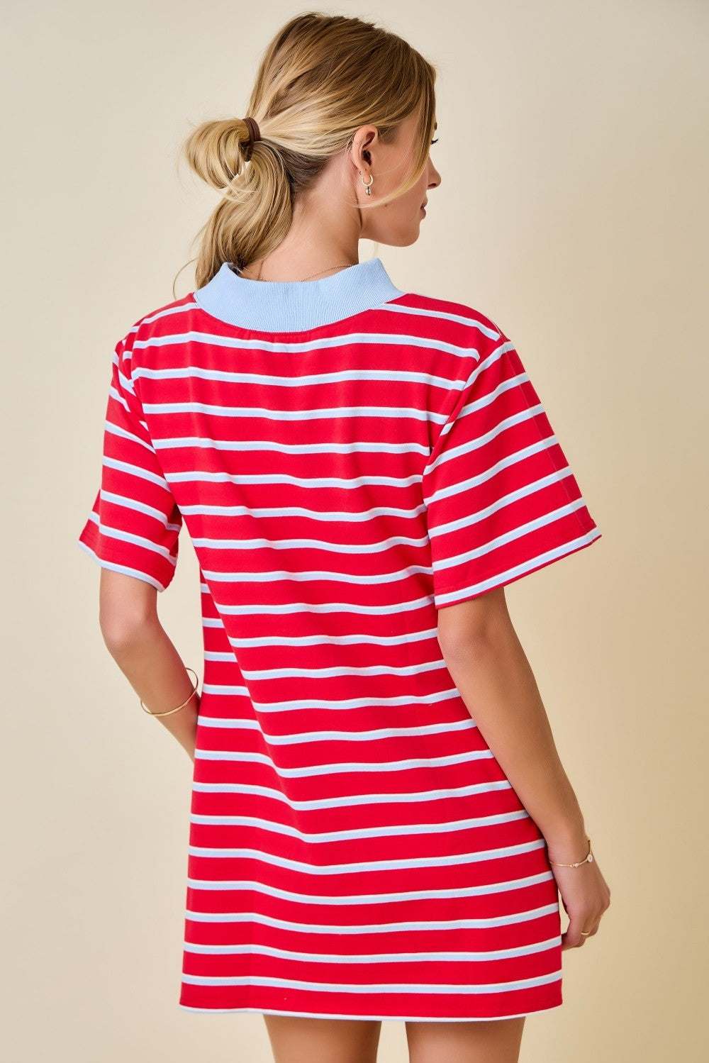 Striped Mockneck Sweatshirt Dress