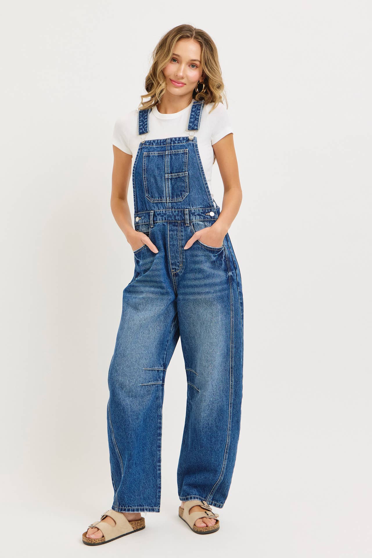 Denim Barrel Overalls