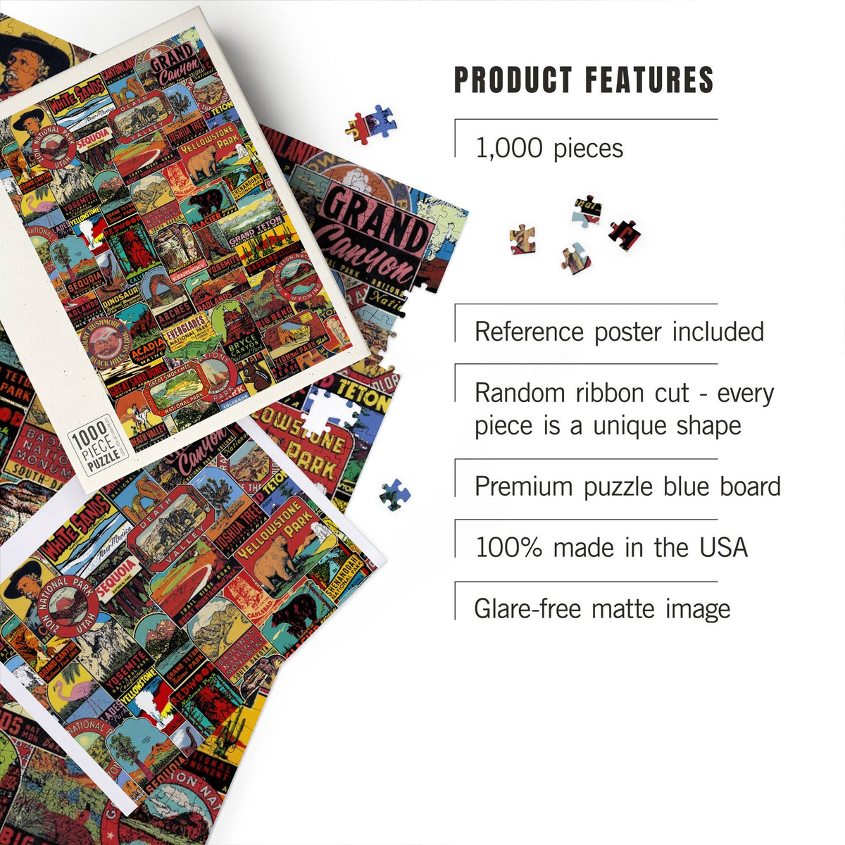 1000 PIECE PUZZLE Vintage Park Sticker Collage