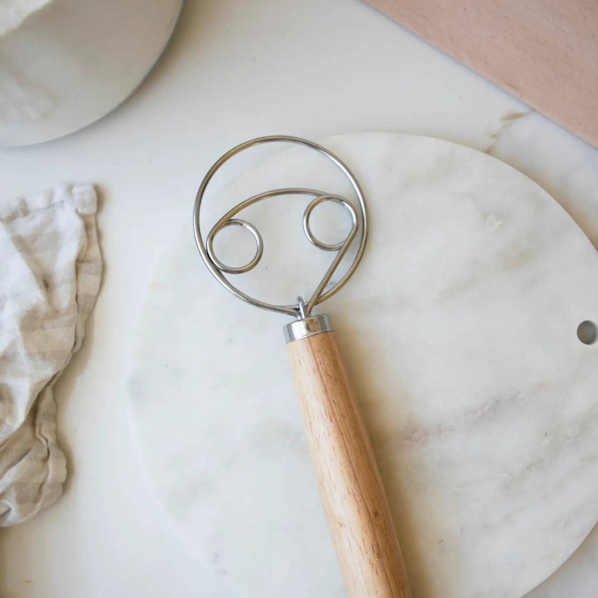Dough Whisk Wooden Handle