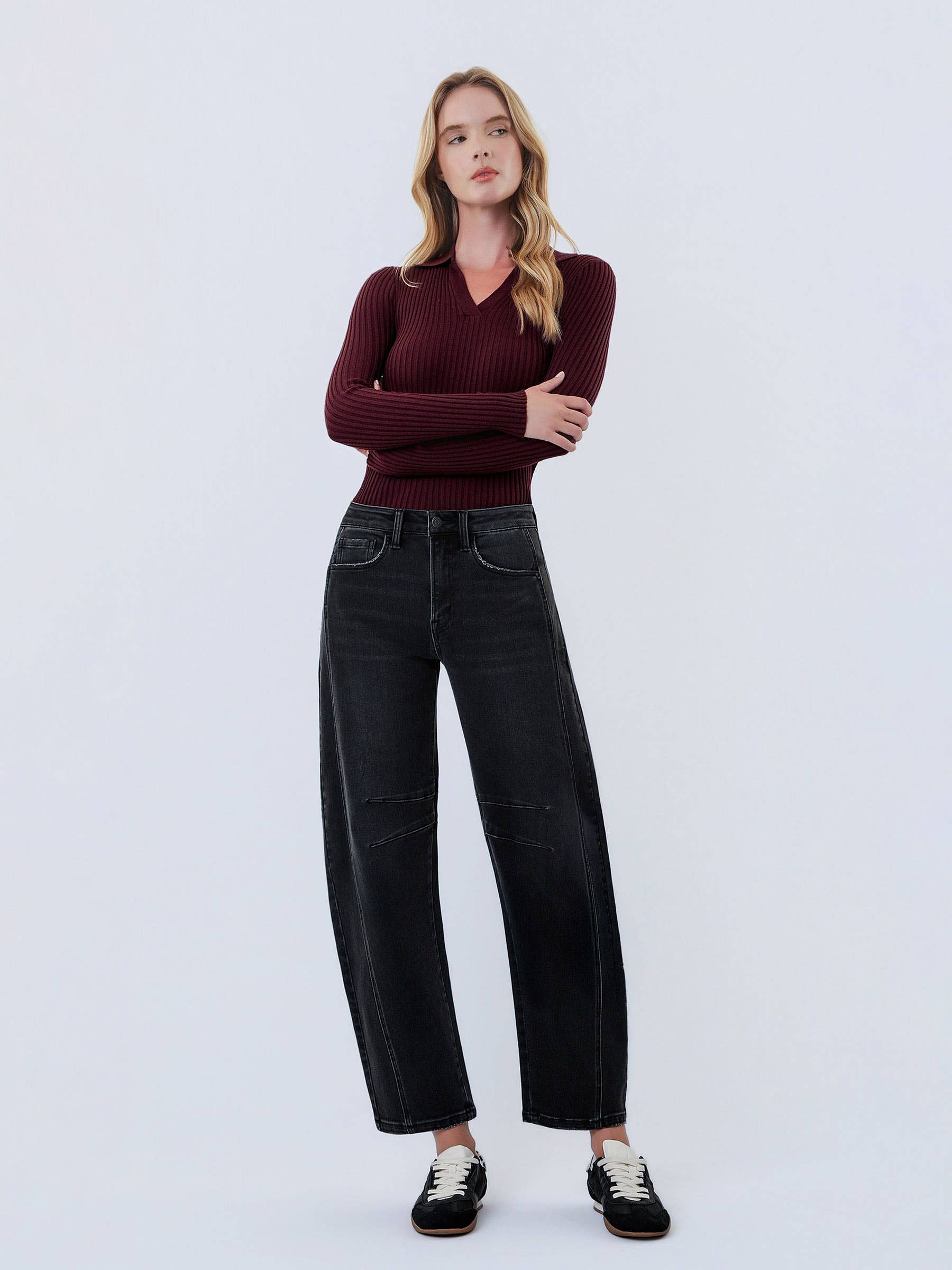 High Rise Ankle Barrel Jeans by Flying Monkey