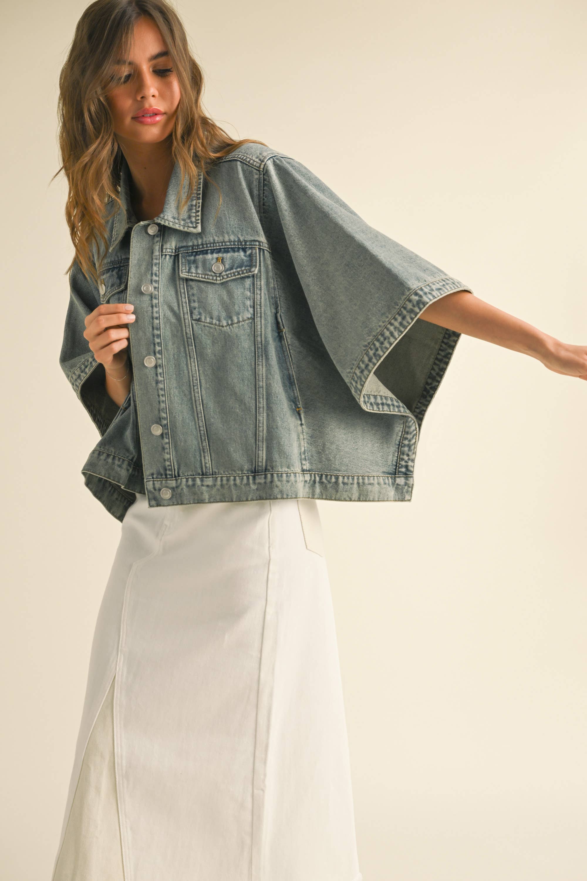 J3963   CAPE STYLE DENIM JACKET