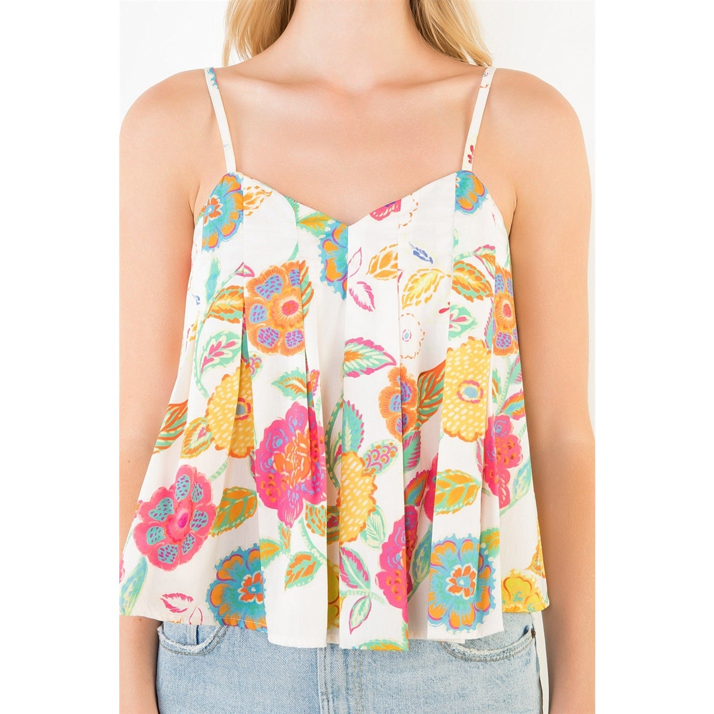 Floral Spaghetti Strap Tank Top