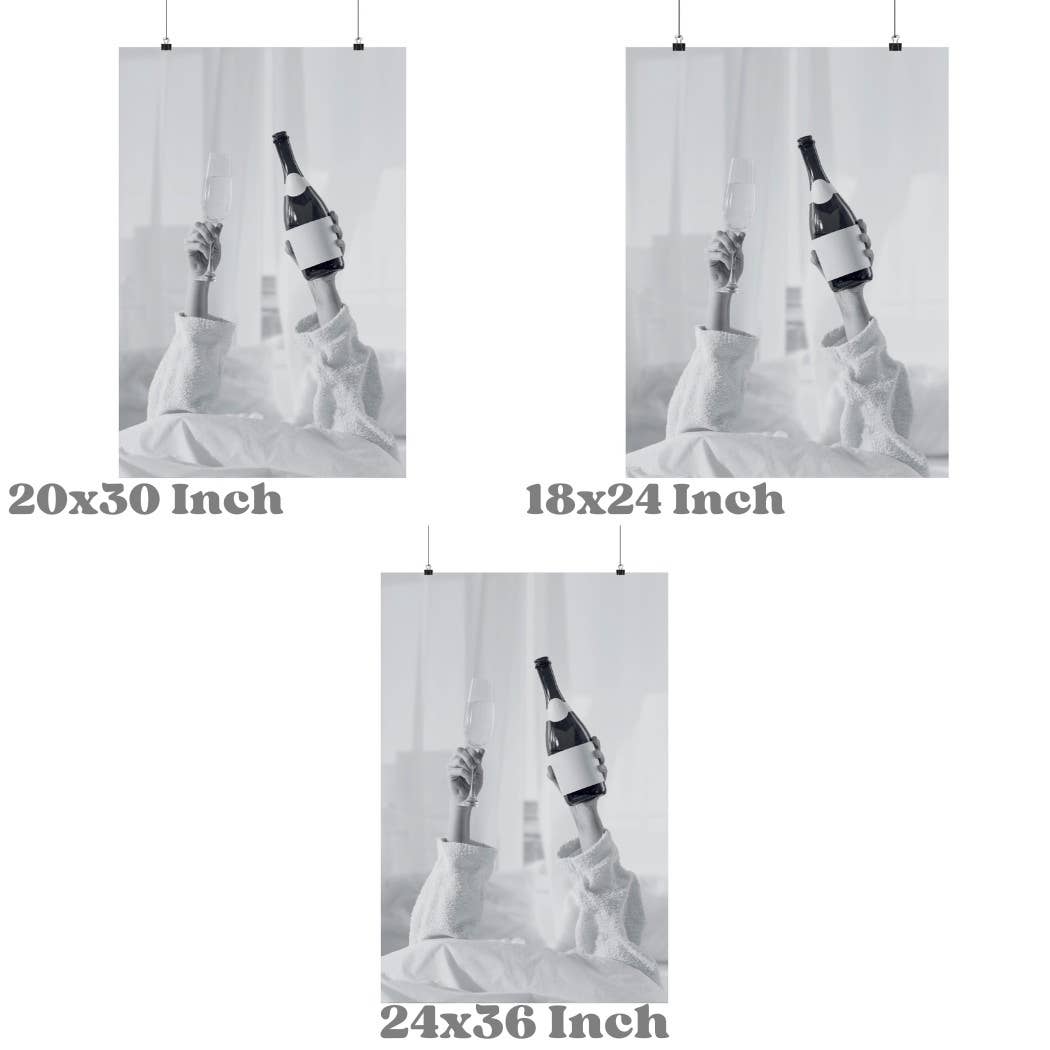 Champagne Problems Bedroom Monotone Wall Art Prints