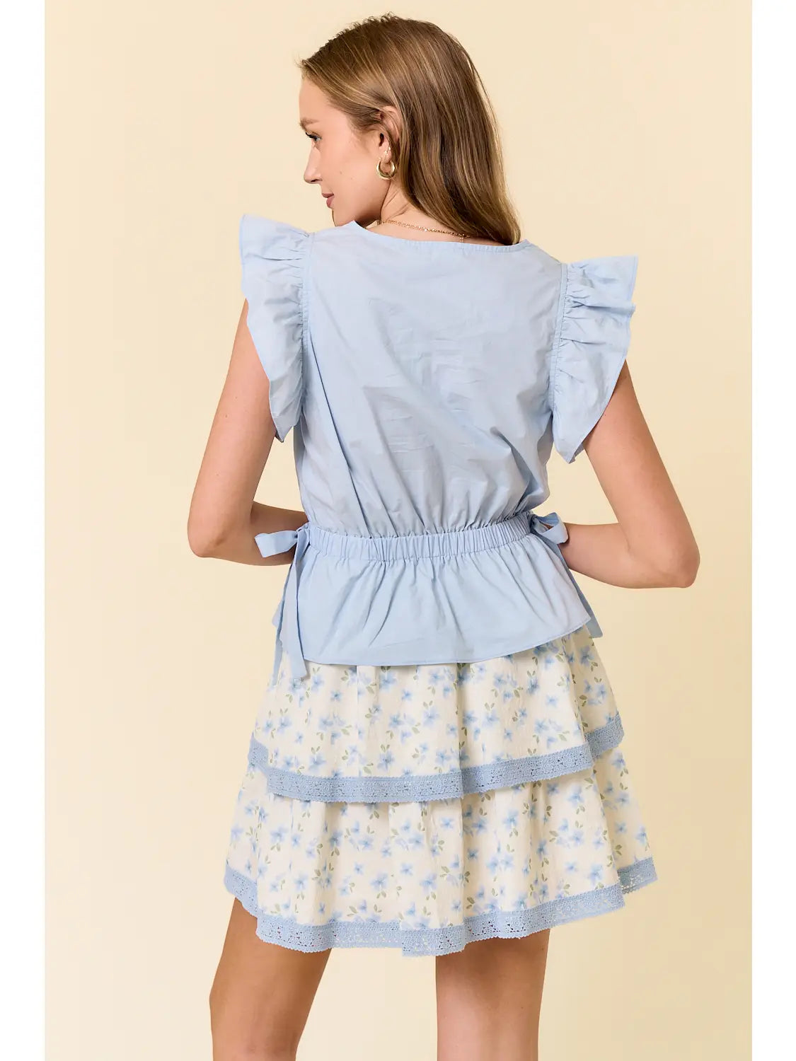Flutter Sleeve Peplum Top