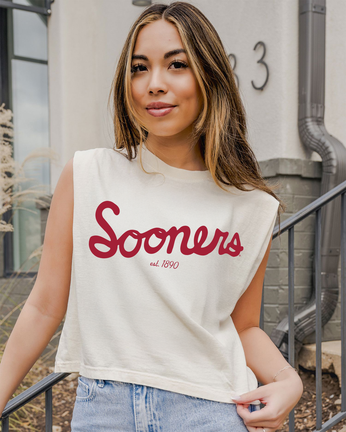 Oklahoma OU Sooners Bold Script Off White Tank