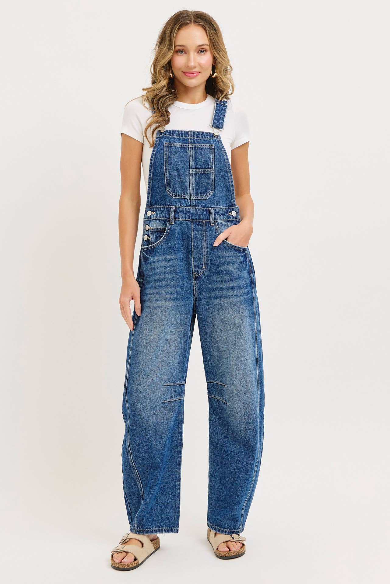 Denim Barrel Overalls
