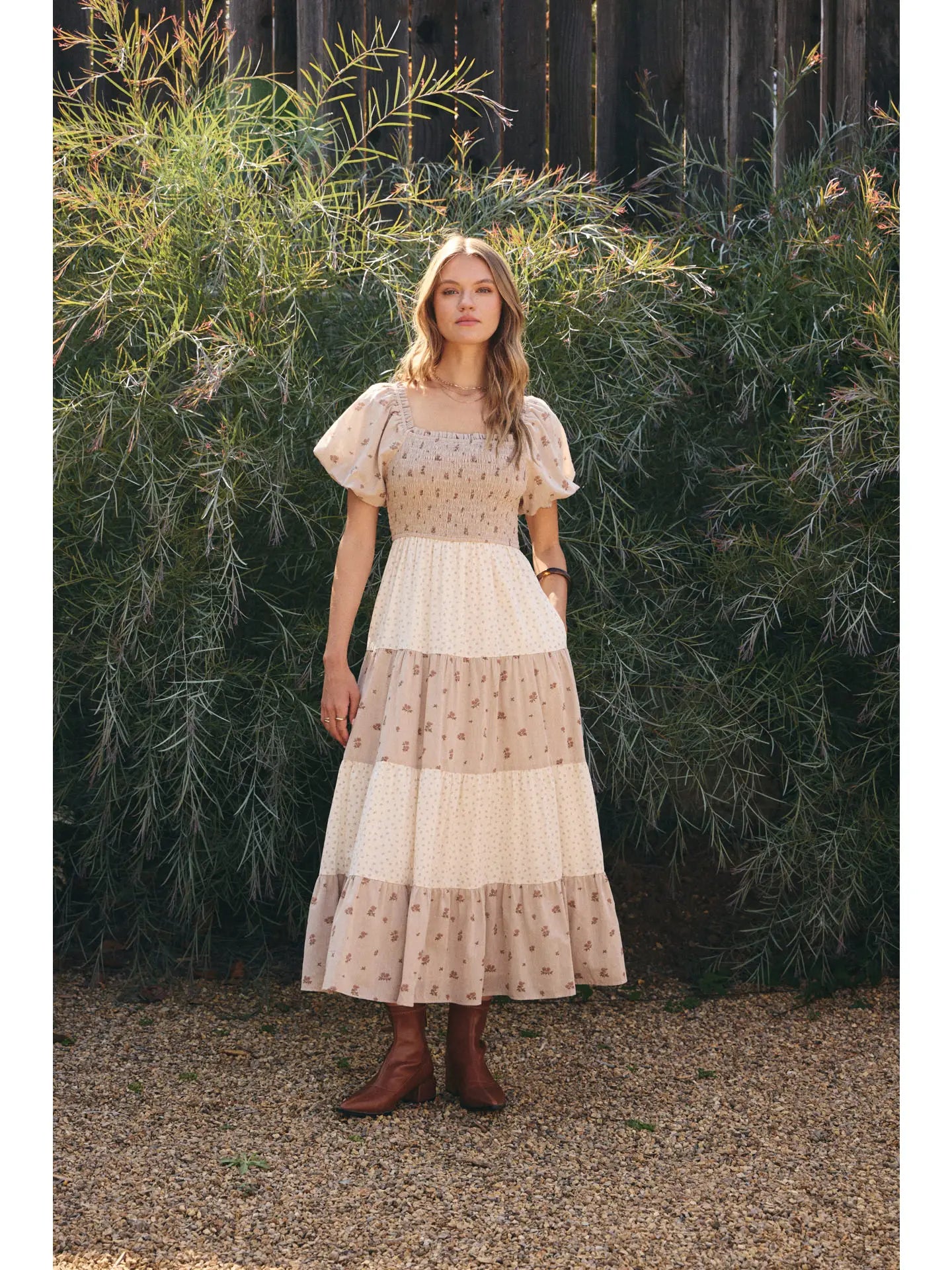 Floral Smocked Tiered Midi Dress