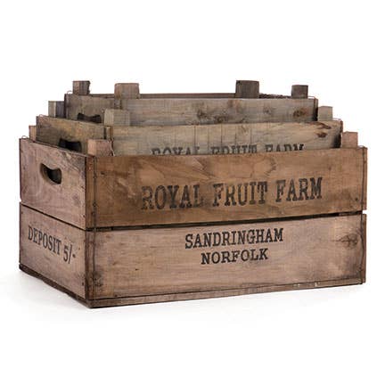 Set of 3 Royal Fruit Farm Wood Crates
