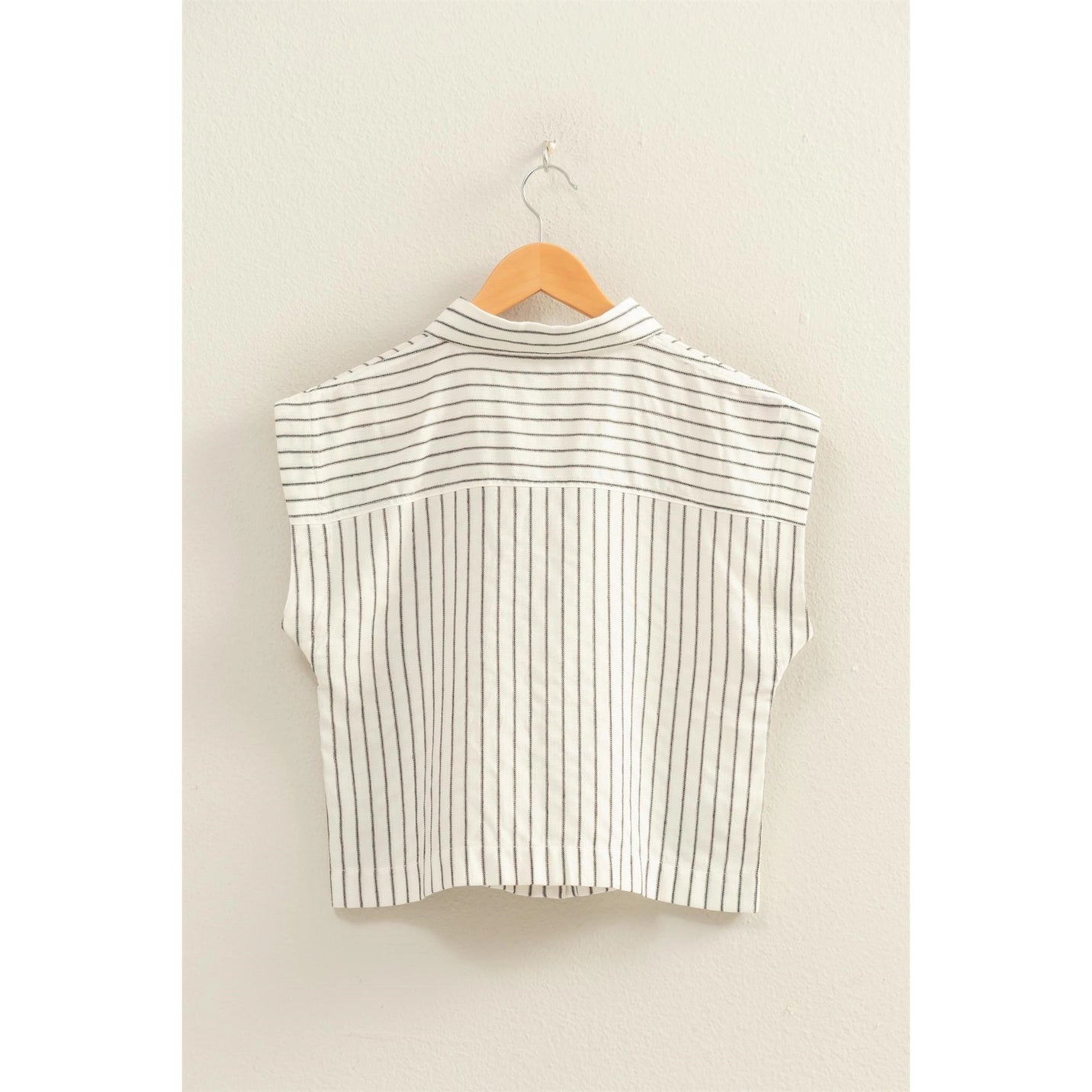Striped Sleeveless Button-Up Shirt