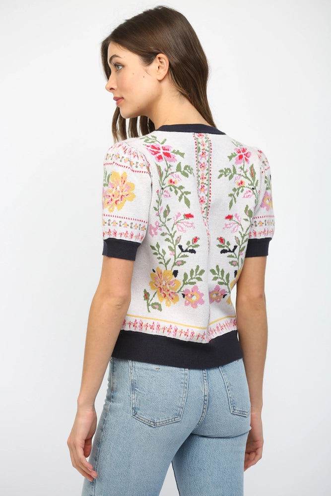 Ribbed Floral Sweater