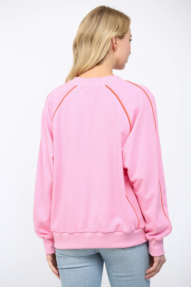 Piped Raglan Sleeve Sweatshirt