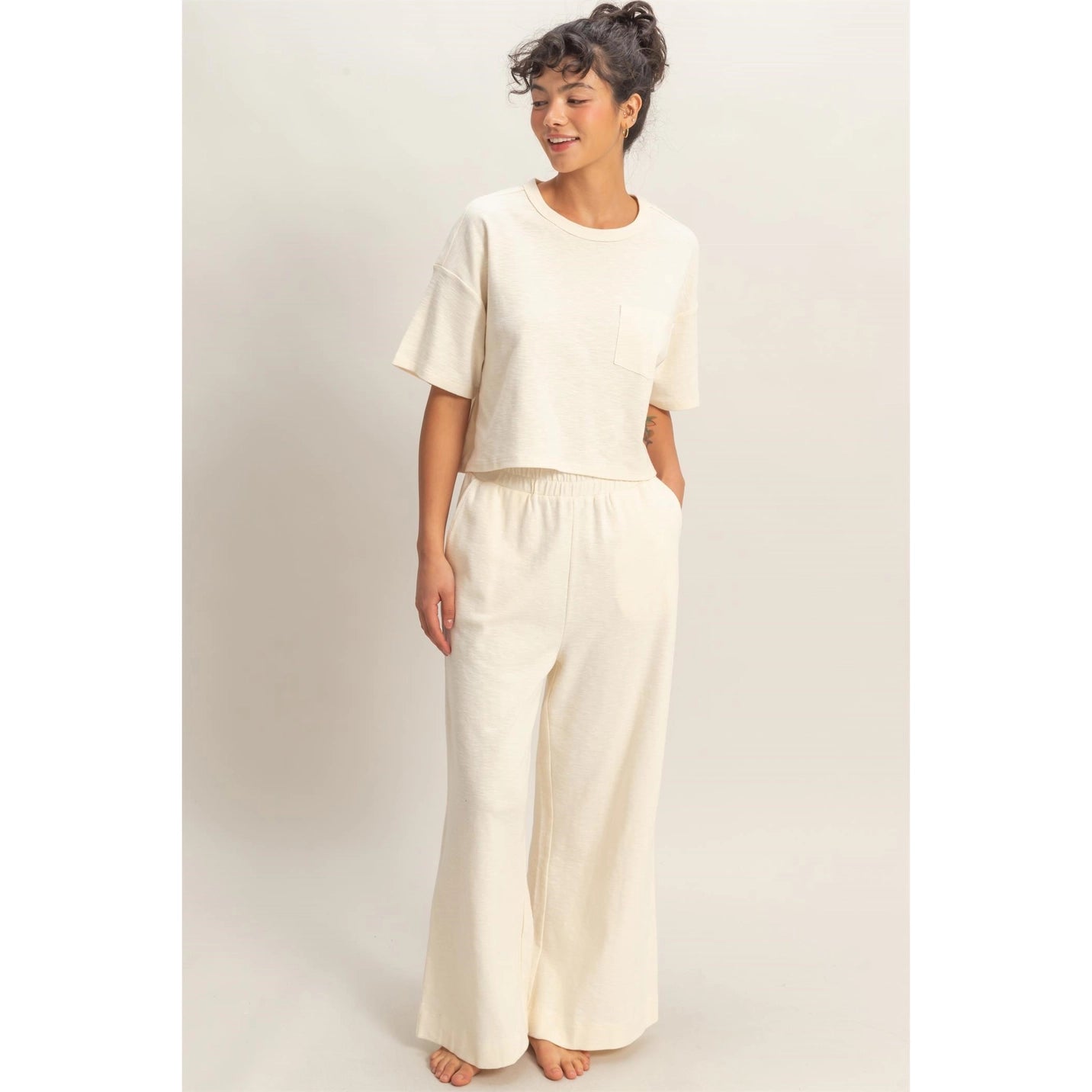 Wide Leg Elastic Waist Pants