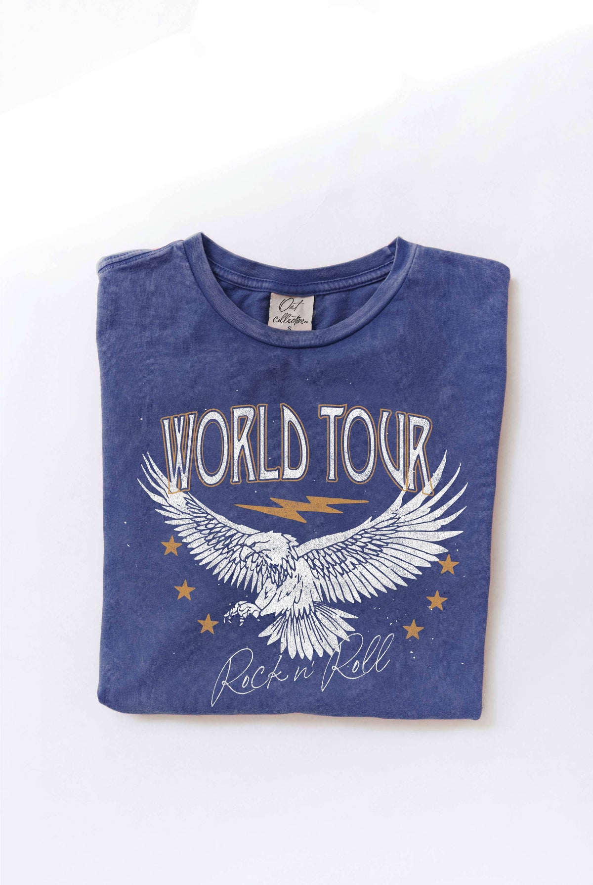 WORLD TOUR ROCK N' ROLL Mineral Washed Graphic Top