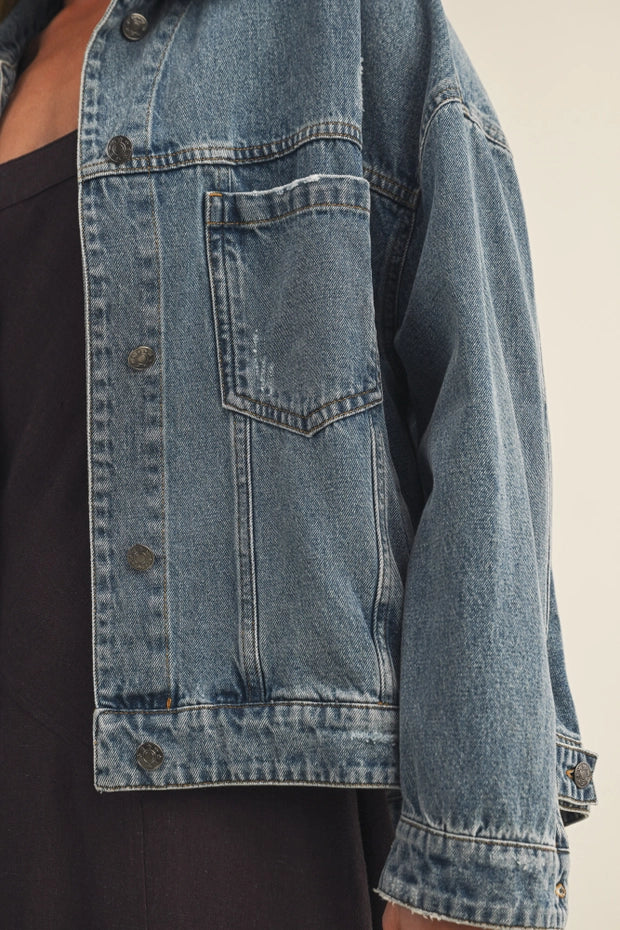 Shania Pleated Back Denim Jacket