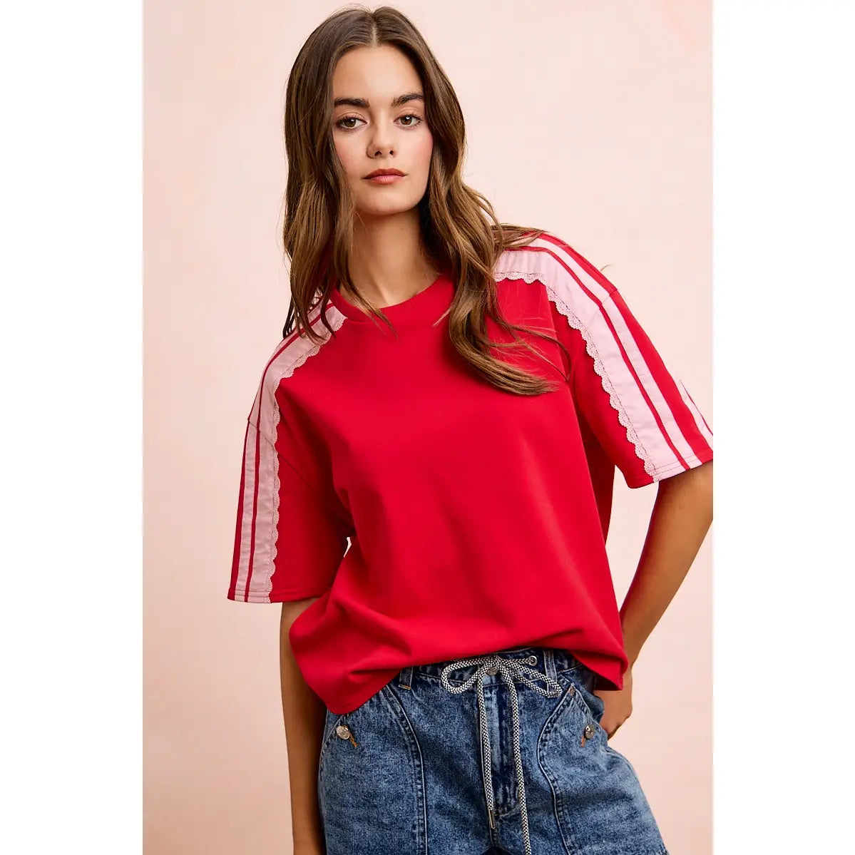 French Terry Side Lace Top
