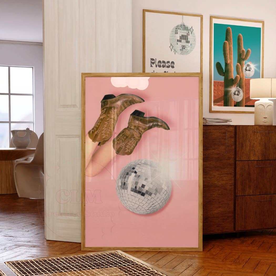 Disco Cowgirl Wall Art Western Boots Prints