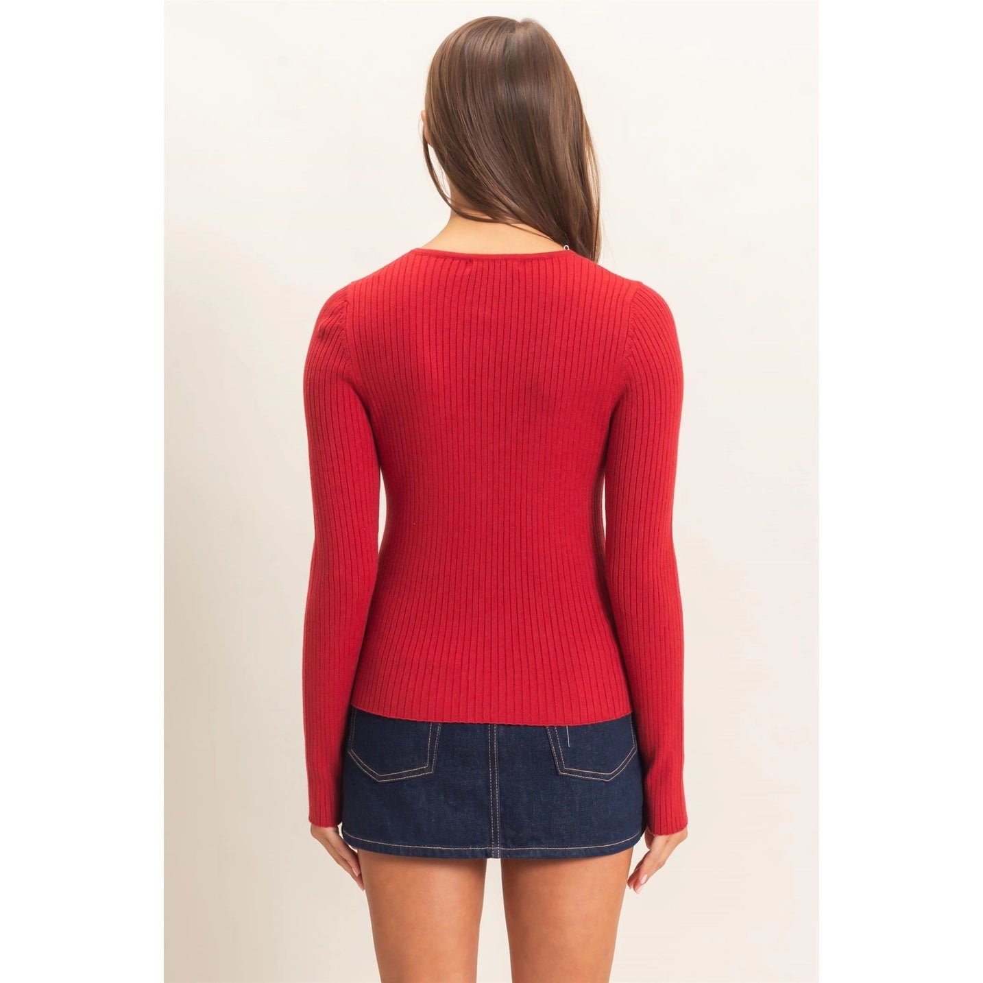 Ribbed Button Front Cardigan