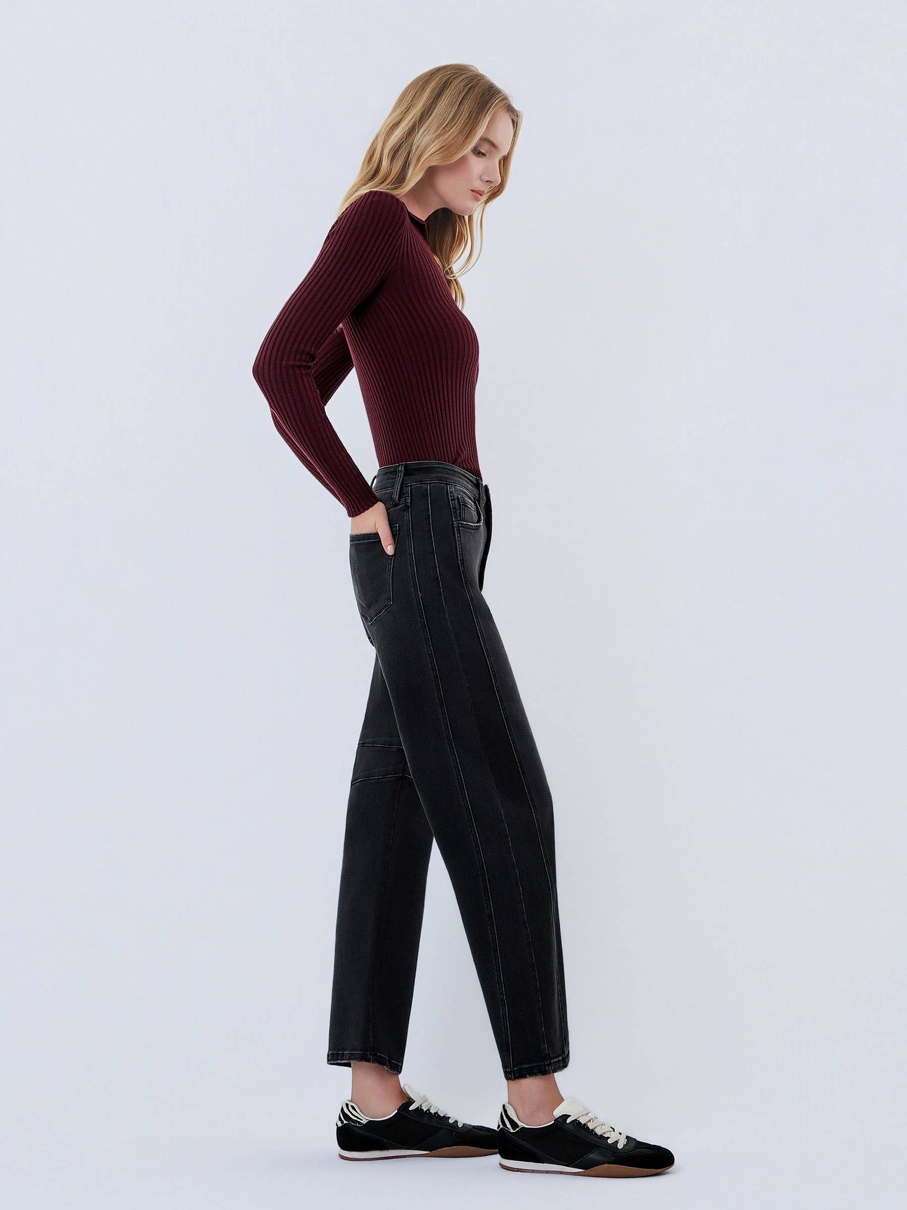 High Rise Ankle Barrel Jeans by Flying Monkey