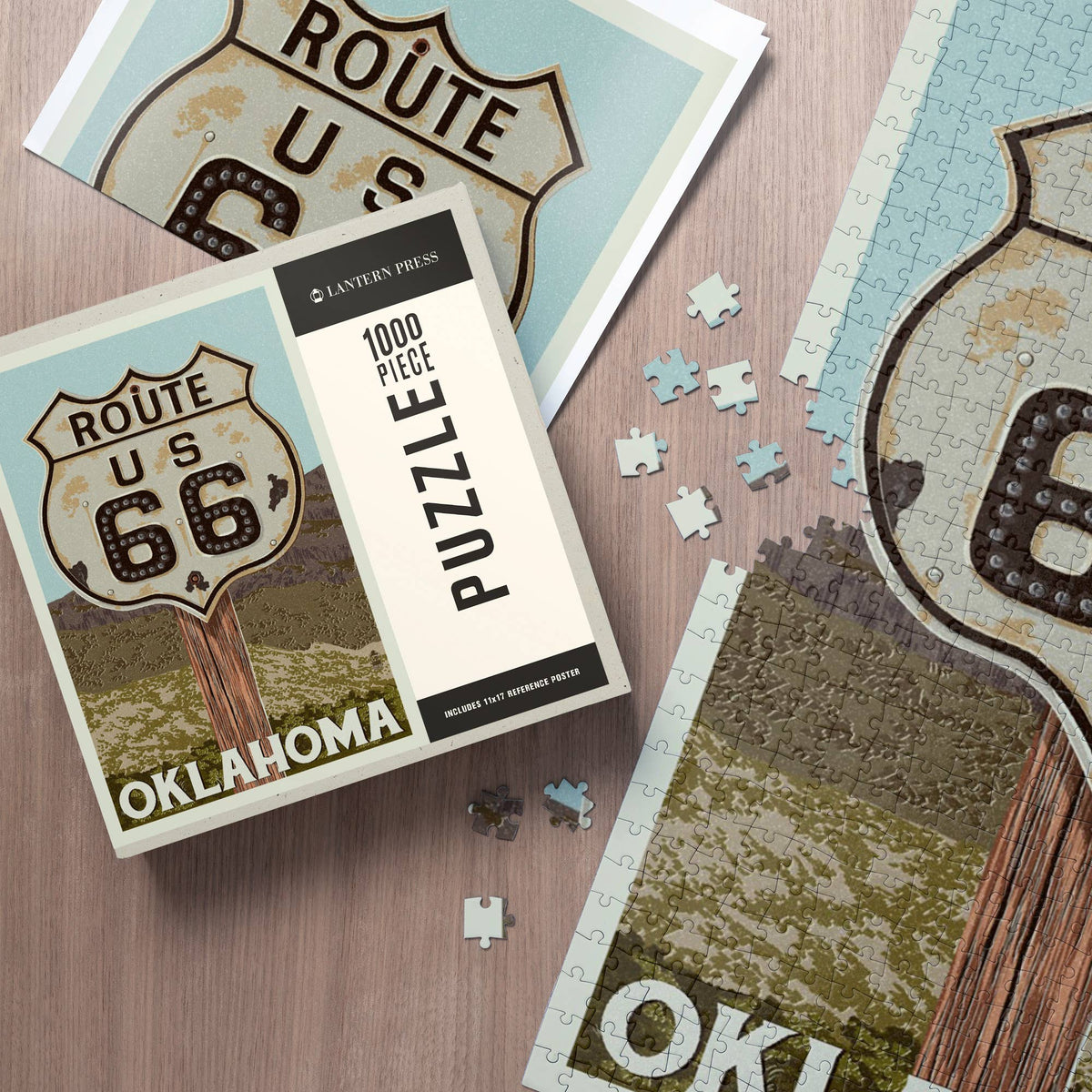 1000 Piece Puzzle - Oklahoma, Route , Letterpress