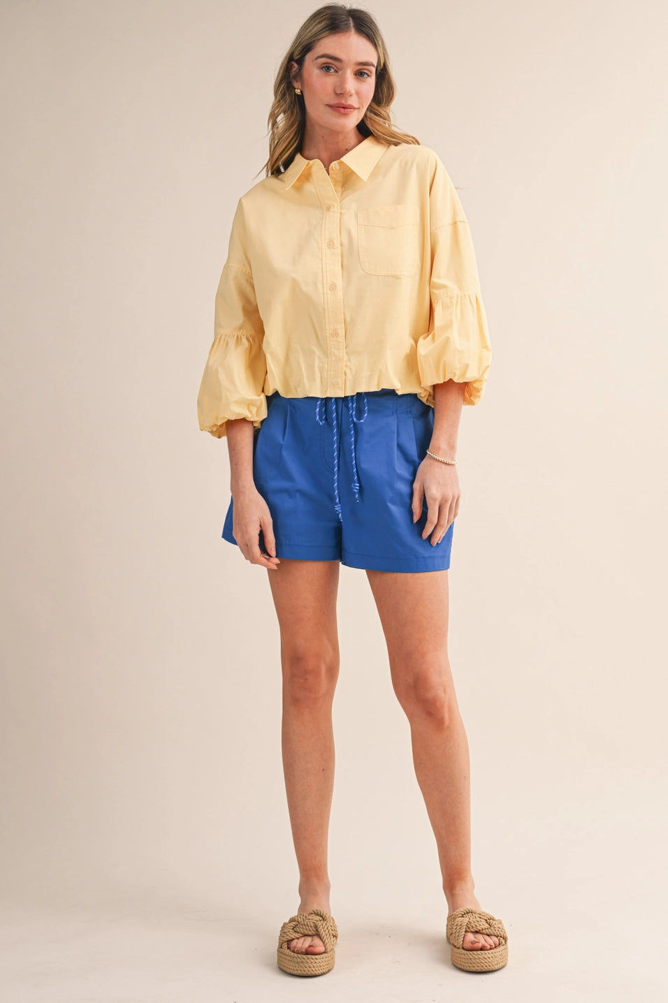 Bubble Sleeve Button Down