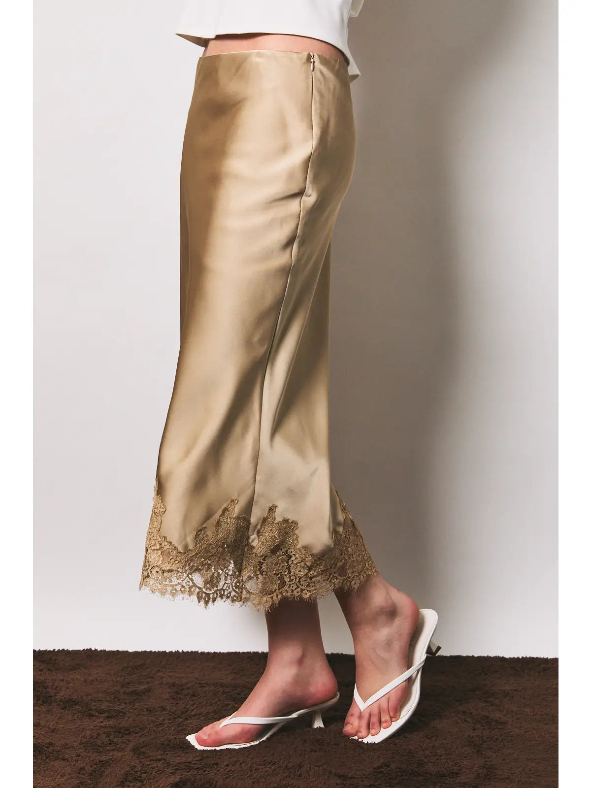 Lace Trim Midi Skirt