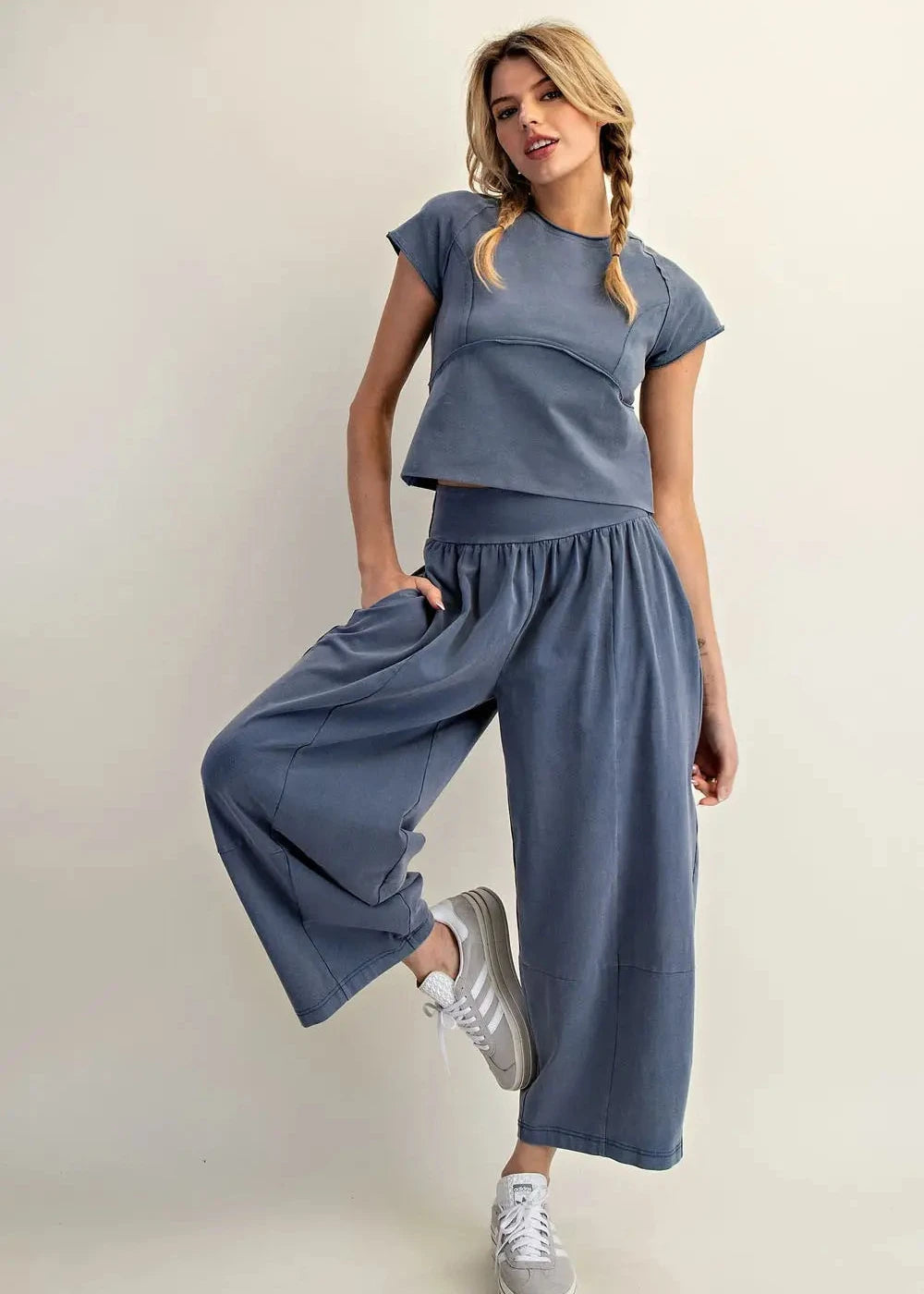 Mineral Washed Solid Cropped T-Shirt