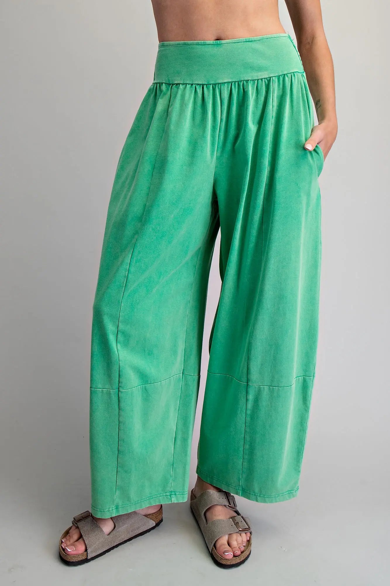Mineral Washed Wide Leg Pants