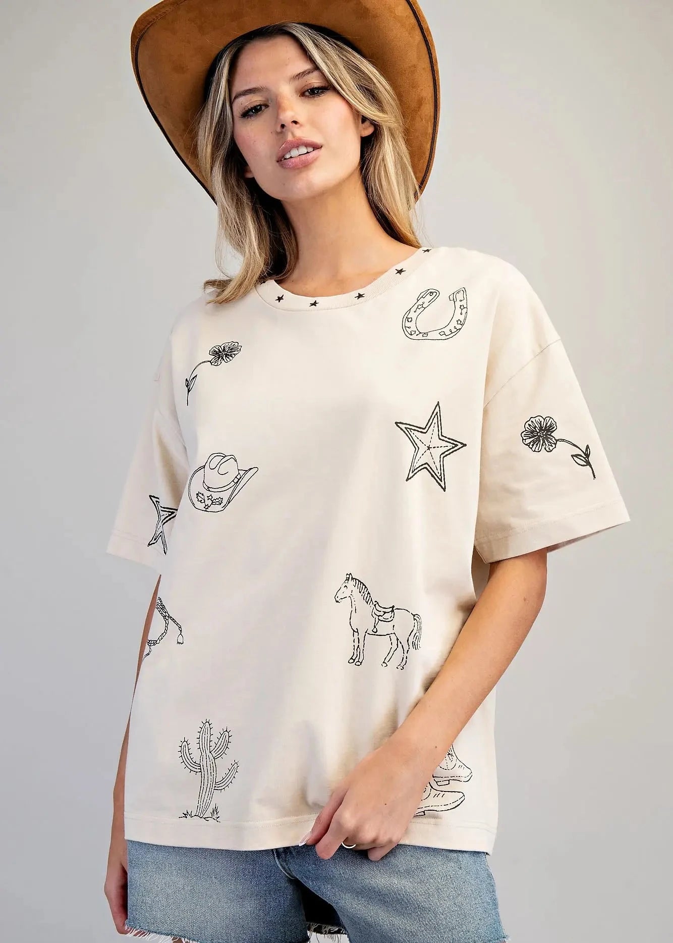 Washed Western Inspired Boxy Tee
