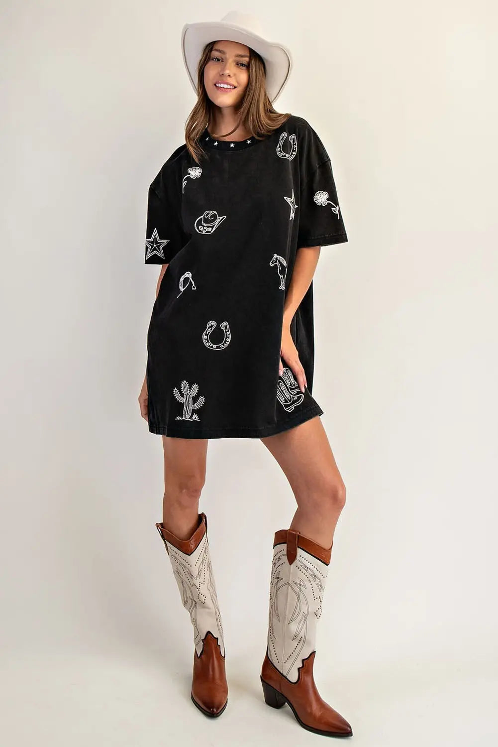 Snow Wash Western Inspired T-shirt DresS