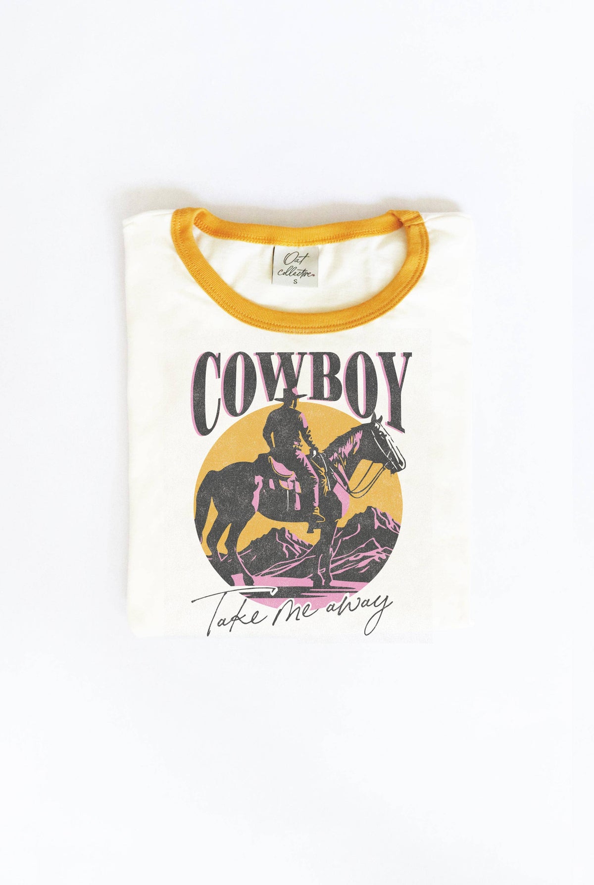 COWBOY TAKE ME AWAY Ringer Graphic T-Shirt