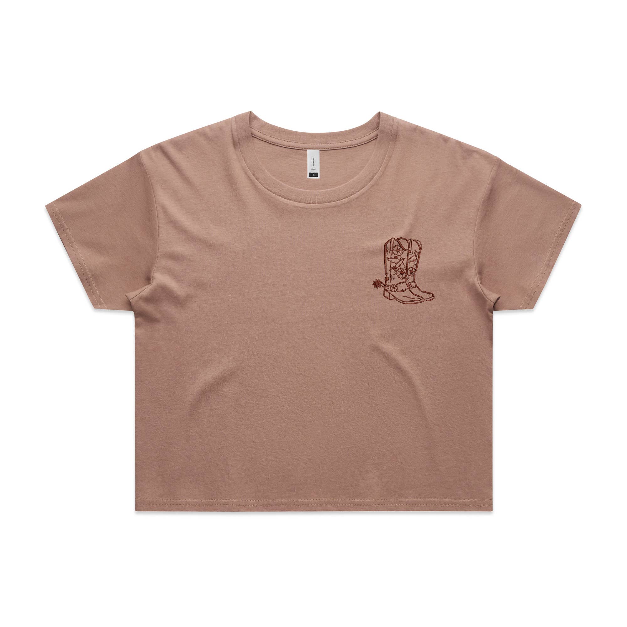 Cowboy Boot Embroidered Western Crop Tee