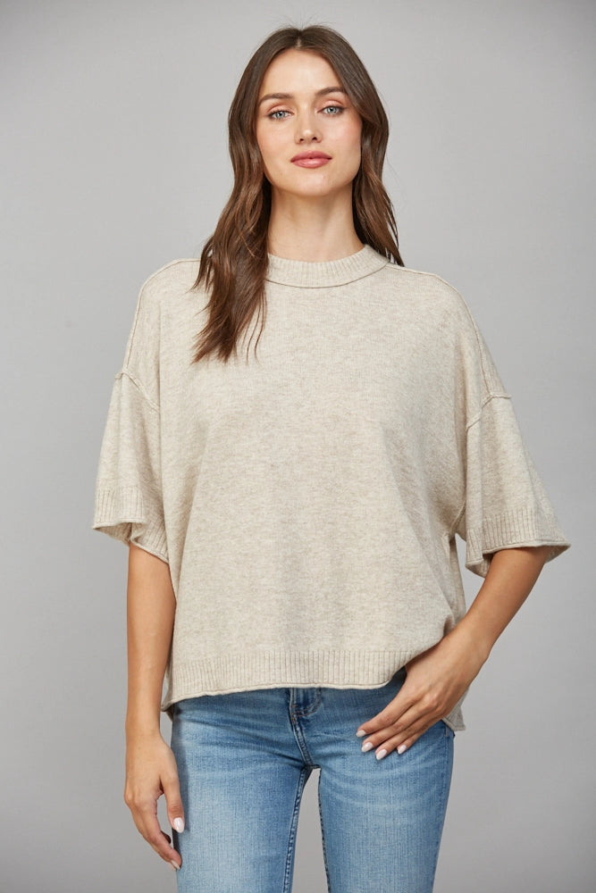 Drop Shoulder Cashmere Blend Sweater