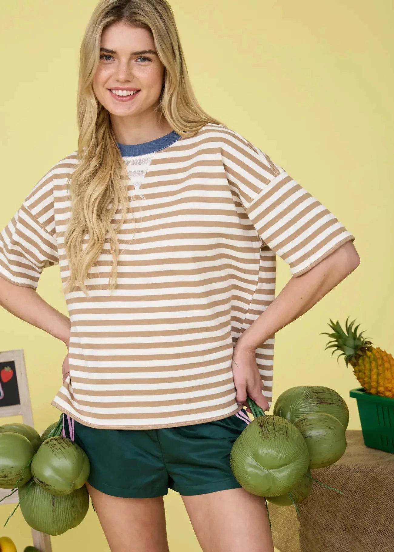 Stripe Colorblock Knit T-Shirt