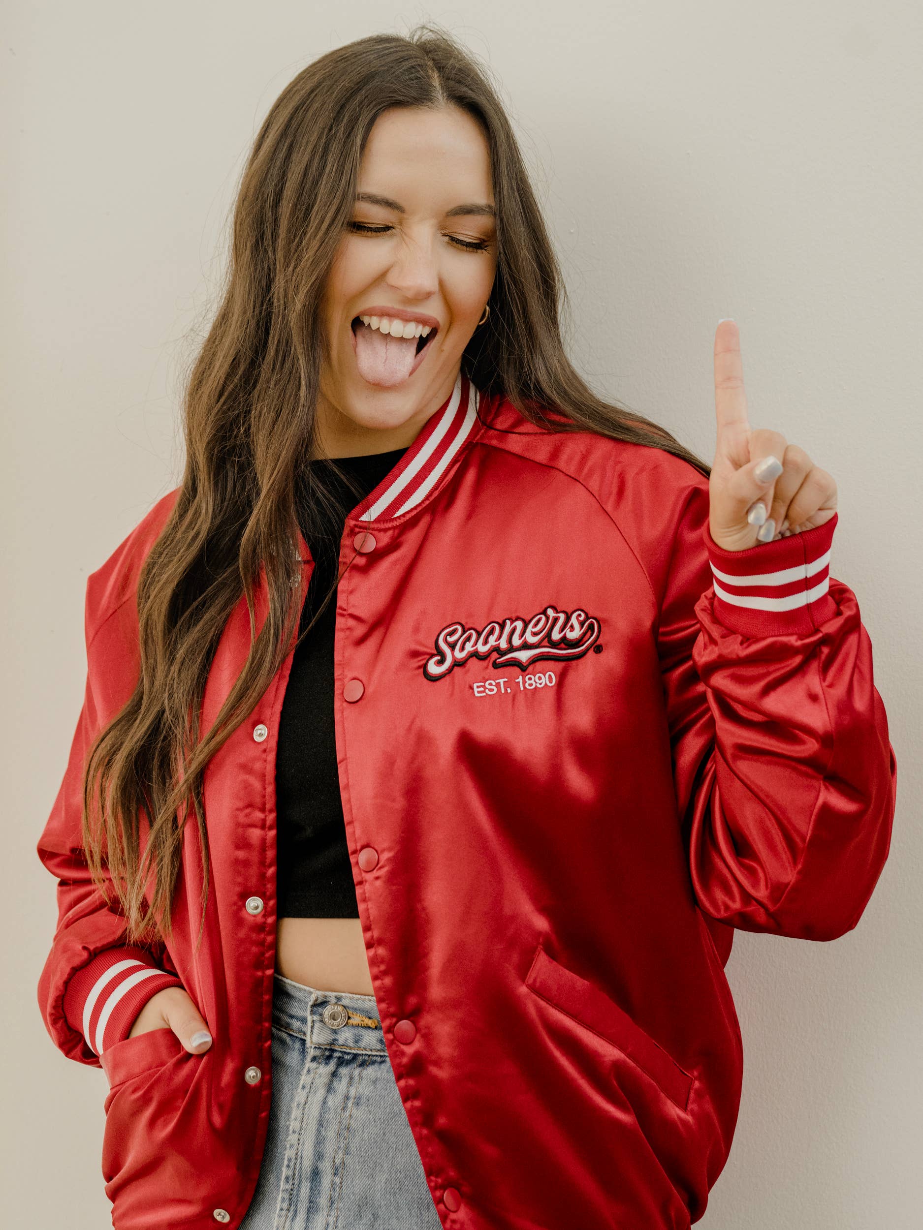 OU Sooners Embroidered Satin Jacket