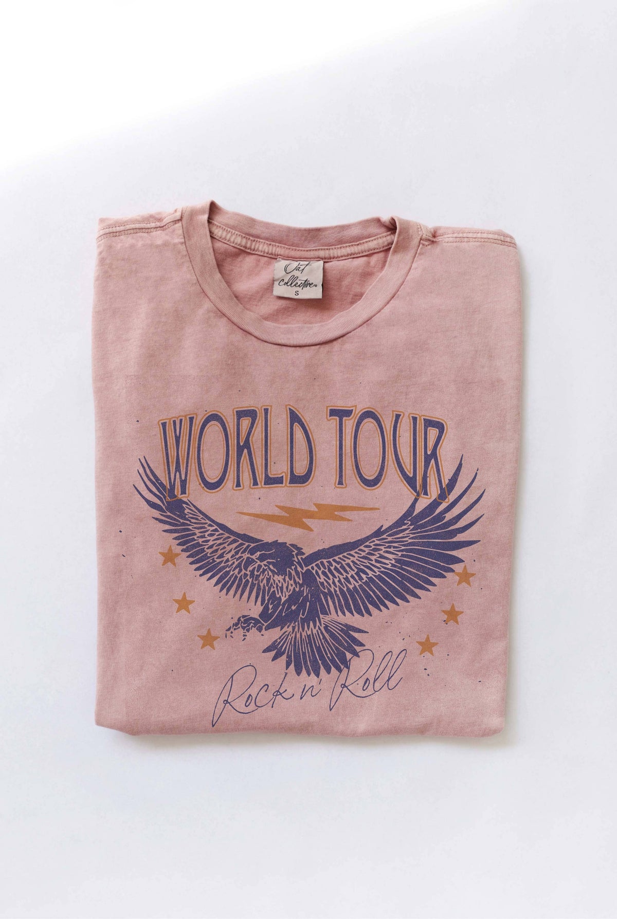 WORLD TOUR ROCK N' ROLL Mineral Washed Graphic Top