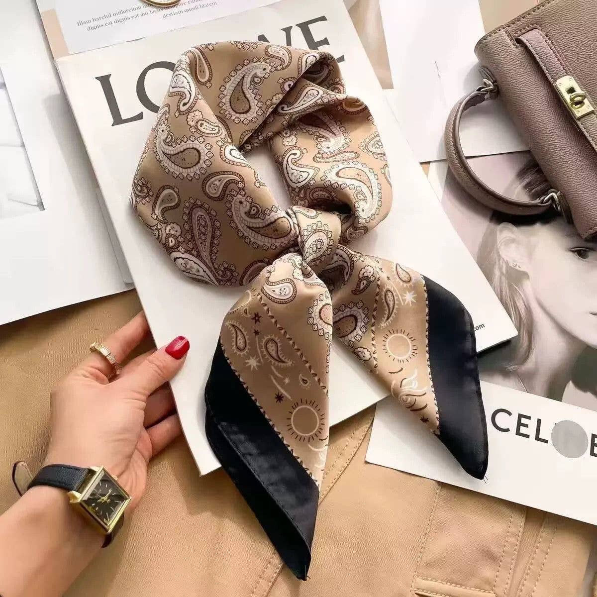 Silk Scarf 70x70 paisley pattern