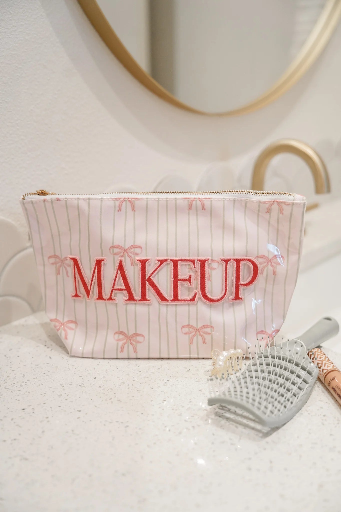 Makeup Pink Ribbons Clear Coat Bag