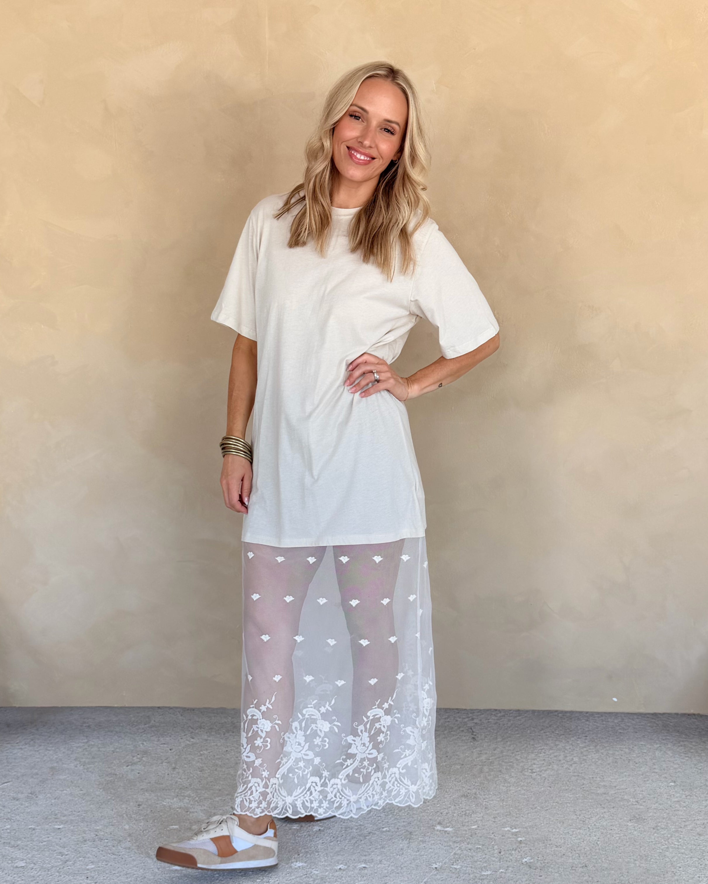Floral Lace T-shirt Dress