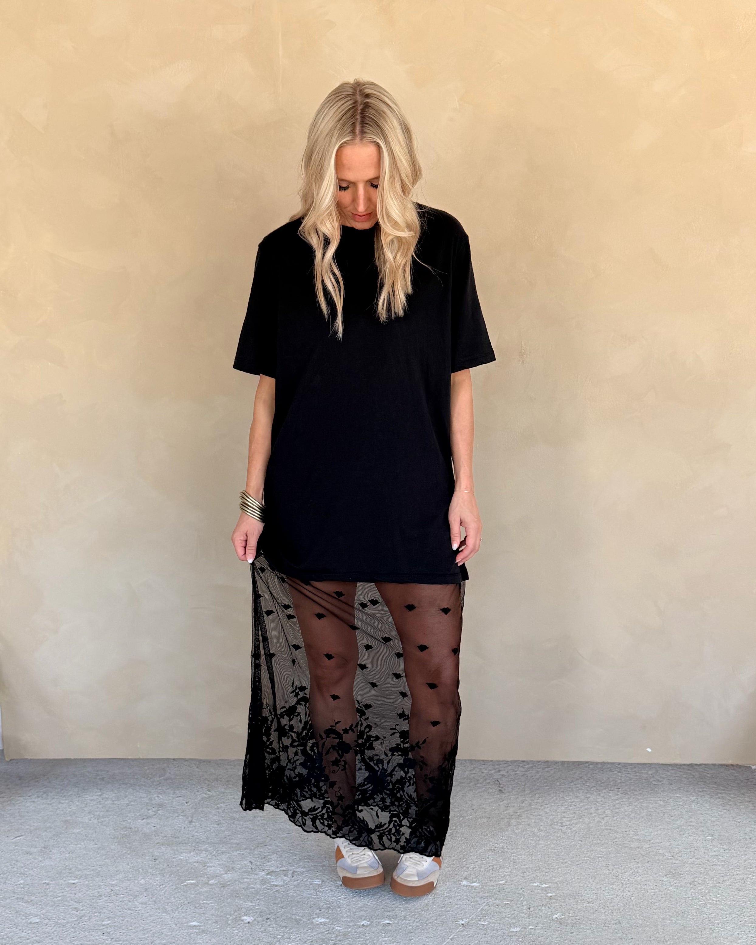 Floral Lace T-shirt Dress