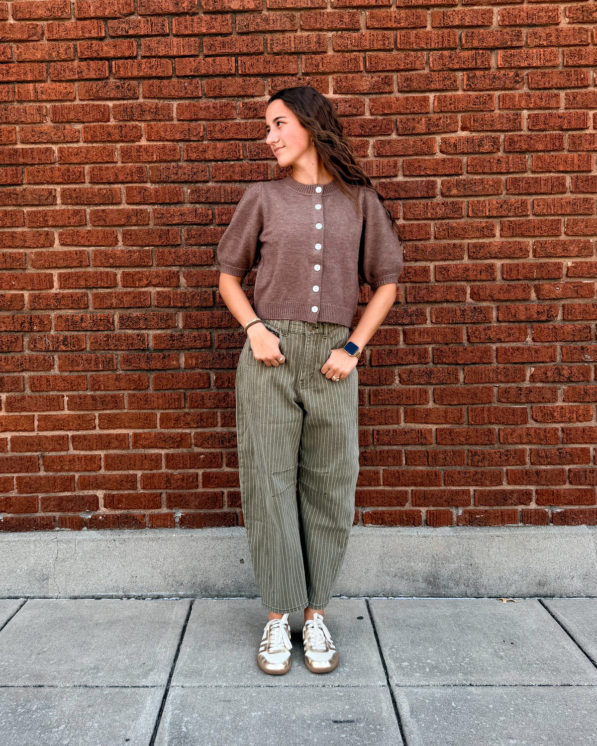 Pinstriped Barrel Pants